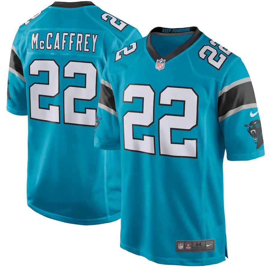 Men Carolina Panthers 22 Christian McCaffrey Nike Blue Game NFL Jersey